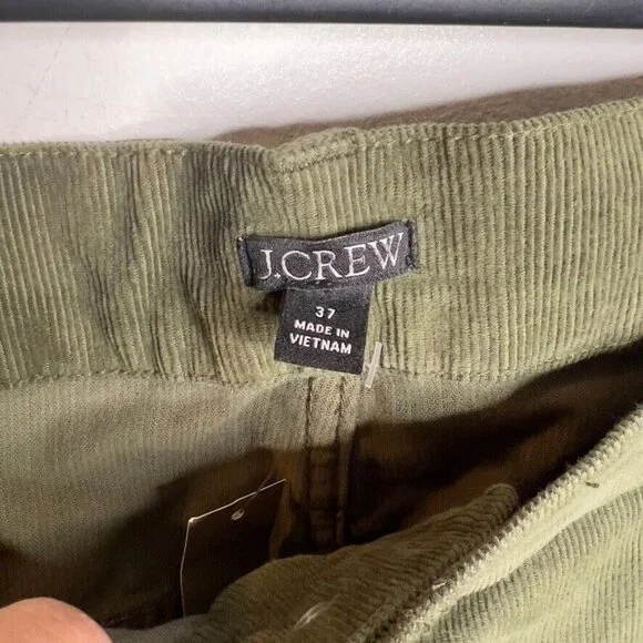 J.Crew $148 Wide-leg corduroy trouser Olive Size 37 BT922